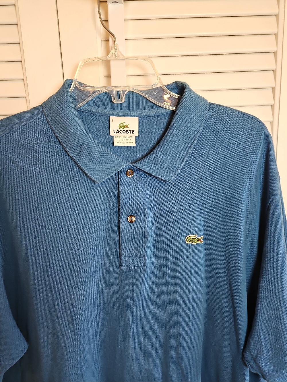 Lacoste Classic Pique Polo Shirt Men XL 8 Blue Embroidered Croc Short Sleeve